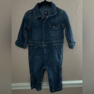 Denim Gap bodysuit with snaps for diaper changes
